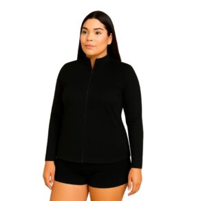 Jaqueta PLUS SIZE Esportiva Lazer Caminhada Academia Fitness Helanca Dryfit Com Zíper Proteção Solar UV FPS 50