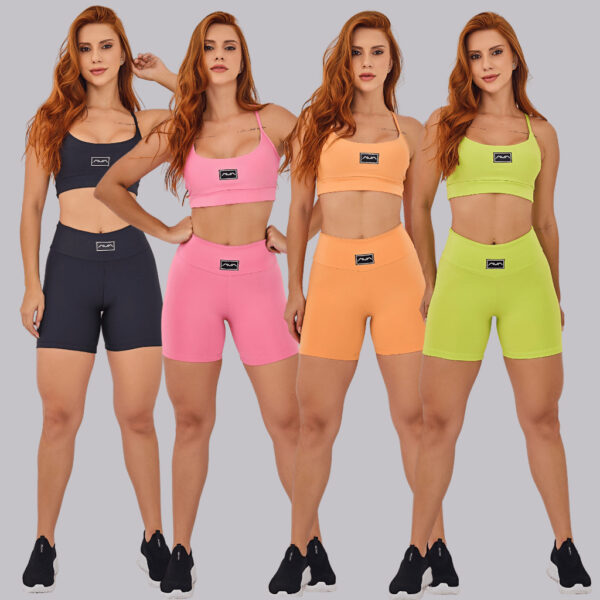 Conjunto Academia Feminino Top com Alças Finas + Short Bermuda, Compressão Premium AVA Fitness AURA