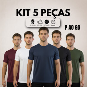 Kit 5 Camisetas Masculina Lisa Básica 100% Algodão Penteado, atacado, Moda Masculina Tamanho P ao GG
