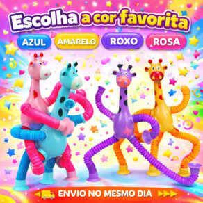 1/2/4 girafas estica e gruda melman pop it tubo com luz brinquedo para crianças promoção