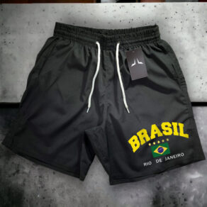 Short Tactel Brasil Rio Bermuda Praia Mauricinho Esportivo Treino Masculino Academia