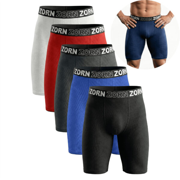 Kit 05 Cuecas Boxer ZORN Box Comprida Long Leg Masculinas Microfibra