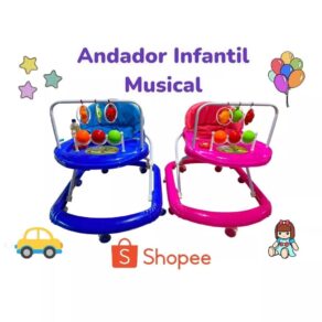 Andador para bebês Meninos Azul Meninas Rosa Com Musical Interativo Antirrolamento Com Regulagem