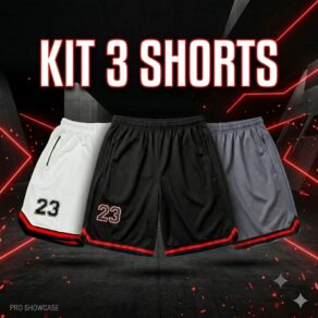 KIT 3 BERMUDÃO ADULTO CHICAGO MASCULINO DRYFIT ESPORTIVO ACADEMIA