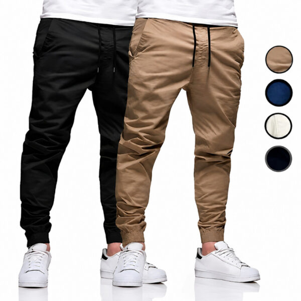 Calça Jogger Masculina Sarja Jeans 4 Bolsos Com Punho Elástico Cintura Ajustável Casual Streetwear Moda Outono Inverno