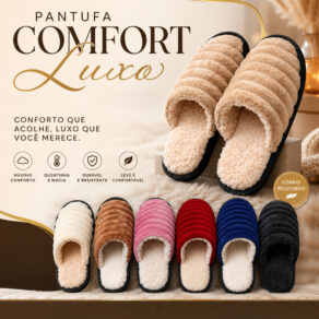 Pantufa LUXO Quentinha Unissex Pelúcia Macia Antiderrapante Confortável Masculina Feminina Casa Frio