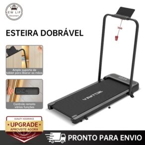 Esteira mecânica dobrável 3.5HP, 12km/h, bivolt 110/220V, silenciosa, Bluetooth, APP/remoto, painel LED com trava de seg