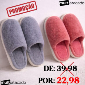 Chinelo Pantufa Tecido De Inverno Quente Antiderrapante confortável para Adulto com e sem Faixa