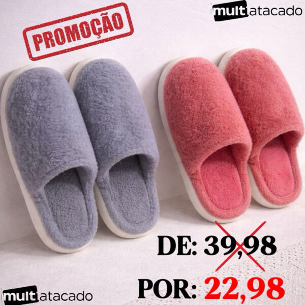 Chinelo Pantufa Tecido De Inverno Quente Antiderrapante confortável para Adulto com e sem Faixa
