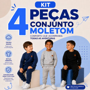 Kit 4 Peças LISOS Moletom Menino Infantil Masculino Conjunto Inverno Roupa Casual Resistente Cores Sortidas