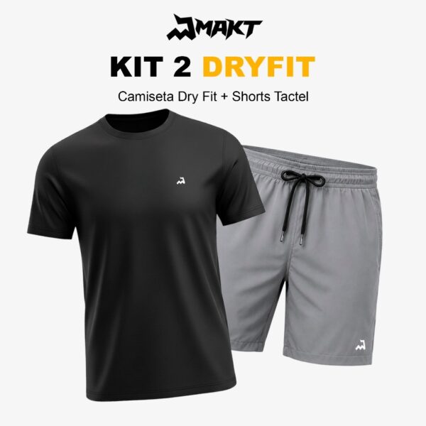 Kit Camiseta Dryfit e Shorts Tactel Masculino Bermuda de Academia Treino Corrida Para Esportes Praia