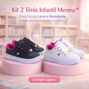 Kit 2 Pares Tênis Infantil Menina Escolar | Para Escola Leve e Resistente 25 ao 36 | COMPRE AGORA!