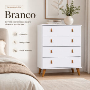 Cômoda Para Quarto Reforçada 4 Gavetas Espaçosas Luxo Para Casas Multiuso Encanto Frete Grátis Envio