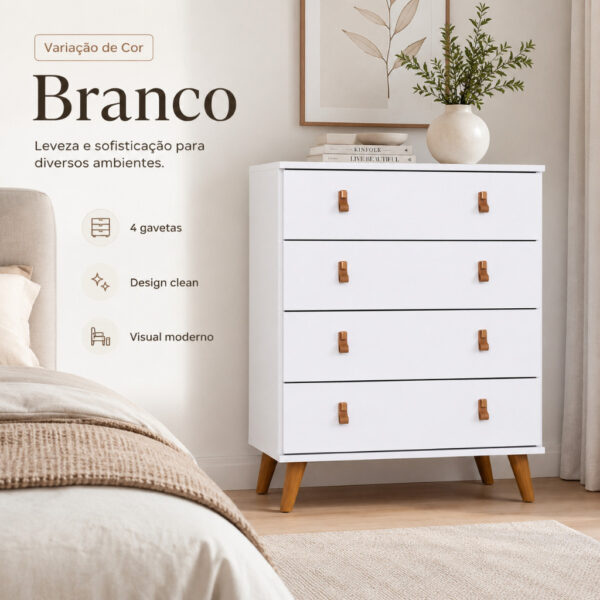 Cômoda Para Quarto Reforçada 4 Gavetas Espaçosas Luxo Para Casas Multiuso Encanto Frete Grátis Envio