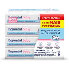 Kit com 4 Lenços Umedecidos Hipoalergênico 48un - Bepantol