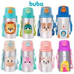 Lançamento Garrafinha Alumínio Infantil Novos Modelos 2026 Canudo Silicone Animal Fun Buba