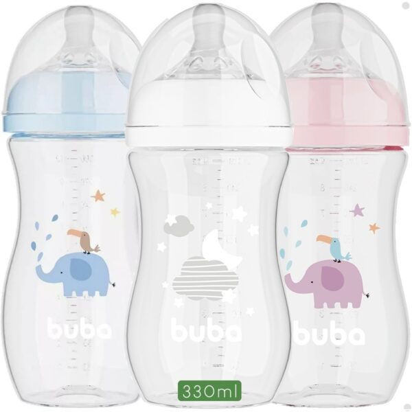 Mamadeira Anticólica que evita gases Easy Flow Nuvem 330ML Buba Silicone