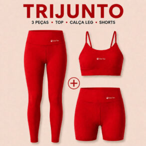 Tri-Junto Legging + Short Cintura Alta + Top Forrado com entrada Bojo