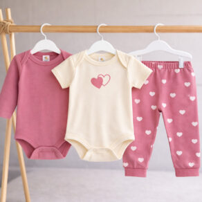 Conjunto Menina 3 Peças Roupa De Bebê Feminina Enxoval Algodão Kit Body Premium Conforto Total
