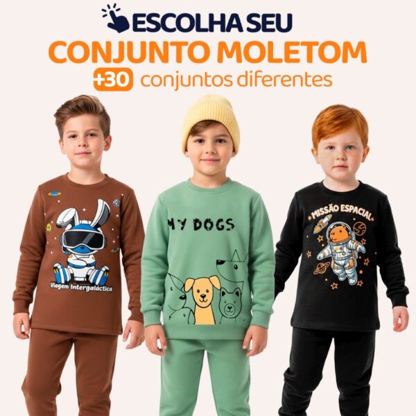 Conjunto Moletom Menino Escolha Seu Modelo, com Estampas Divertidas e Muito Conforto Infantil Bebê Masculino Inverno L08