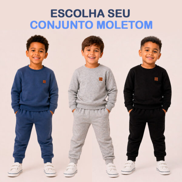 Conjunto Moletom Menino Liso Moderno Inverno Quantinho Estiloso