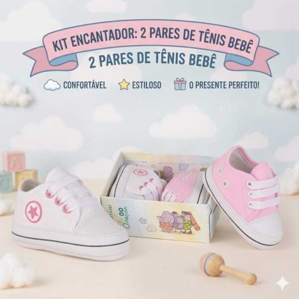 Kit 2 pares de tênis unissex de bebê asltarzinho