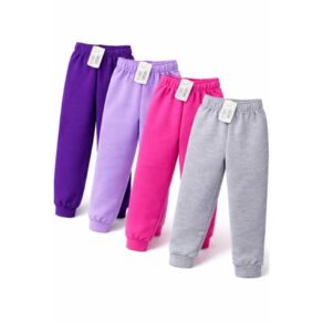 Kit 4 Calça Moletom Infantil Apeluciada Menina, com Punho 1 a 16 anos