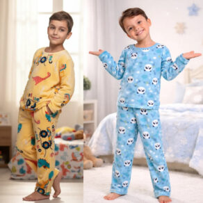KIt 2 Pijama Infantil Menino Inverno Plush Manga Longa Soft Peluciado Estampado Sortidos