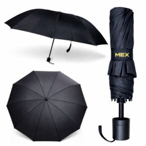 Guarda Chuva Reforçado Grande Contra Vento Sombrinha Preto com Proteção UV para Sol