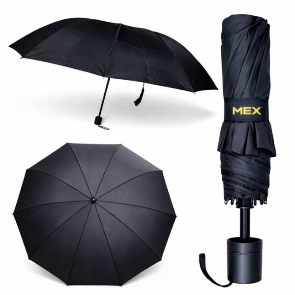Guarda Chuva Reforçado Grande Contra Vento Sombrinha Preto com Proteção UV para Sol
