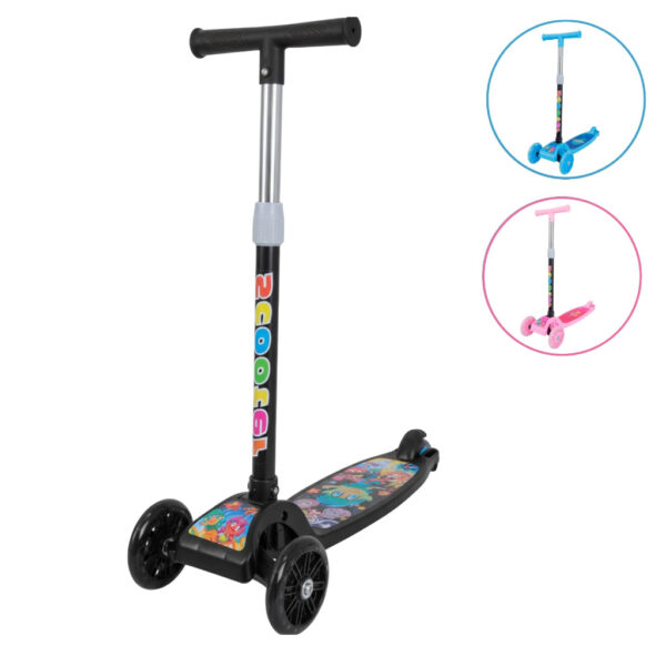 Patinete infantil 3 rodas com led ajustável scooter dobrável menino menina