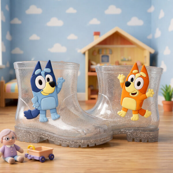 Galochas Transparentes Infantil Bota Chuva Estilosas Desenhos Meninas Crianças Coração Proteção