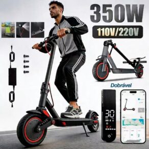 Patinete Elétrico Dobrável 350W | 3 Velocidades Ajustáveis | Amortecimento Reforçado | Suporta até 100KG