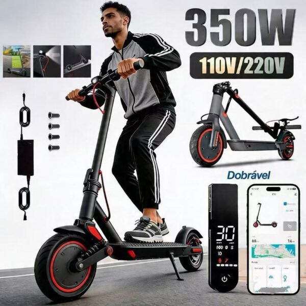 Patinete Elétrico Dobrável 350W | 3 Velocidades Ajustáveis | Amortecimento Reforçado | Suporta até 100KG