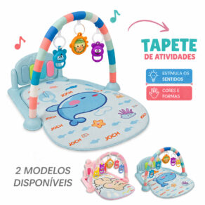Tapete Infantil de Atividades Sensorial para Bebê Piano Musical com Som e Luzes