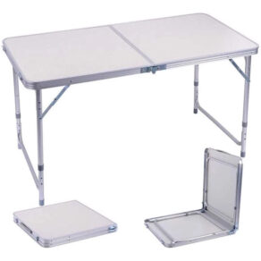 Mesa Dobrável Portátil 120x60cm Se Transforma Em Uma Mala Para Camping Praia , alumínio , Material Plástico