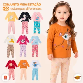 Kit Sortido 2, 4 ou 6 Peças de Roupas Feminino Infantil Inverno e Meia estação ou 4 Peças de Roupa Menina