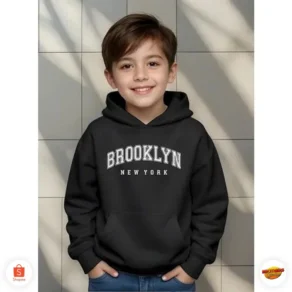 Moletom Canguru Infantil Algodão Capuz Bolso Unissex Juvenil Brooklyn