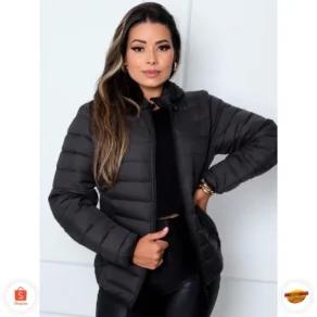 Jaqueta Bobojaco Feminina Capuz Removivel Preta