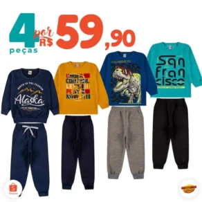 Conjunto Infantil Masculino Inverno Kit 4 Peças
