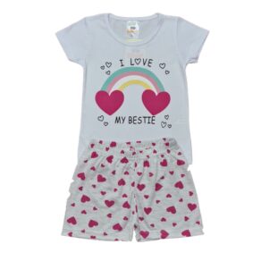 Pijama Feminino Infantil de verão100% algodão, Tam 1 ao 8 anos.