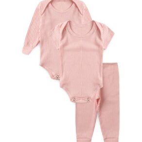 Kit Bebê 3 Peças Ribana Rosa Bebê
