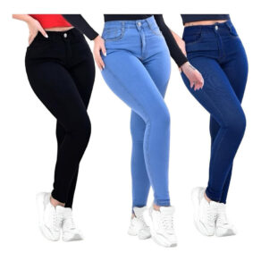 Kit 3 Calça Jeans Feminina Siknny Cintura Alta