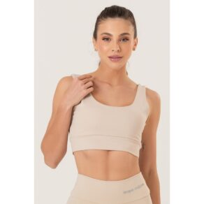 Top Feminino Fitness Regata Poliamida Areia Duna