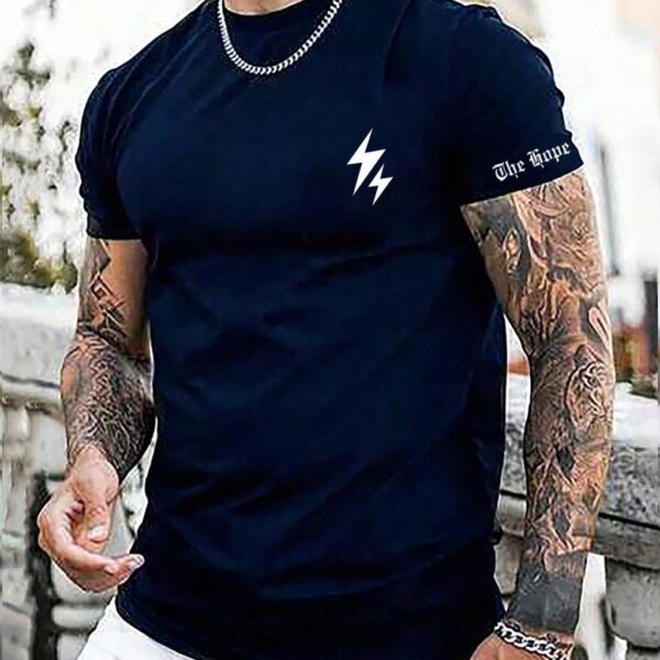 Camiseta masculina Homens Relâmpago & Gráfica Letra Camiseta 100% algodaoo