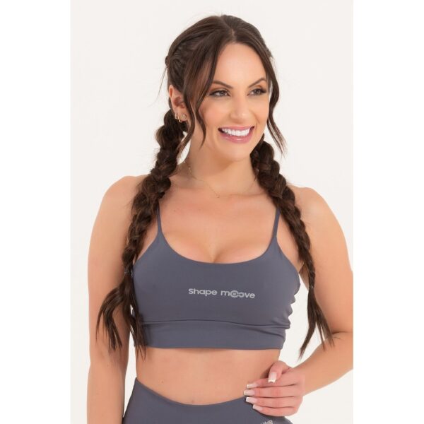 Top Fitness Feminino Básico Chumbo Em Poliamida Premium Com Alta Performance E Durabilidade
