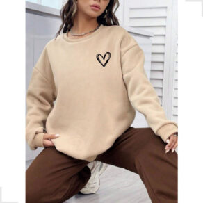 Moletom Feminino Blusa de Frio Casaco Grosso Sem Capuz Flanelado Estampado Quentinho Lançamento
