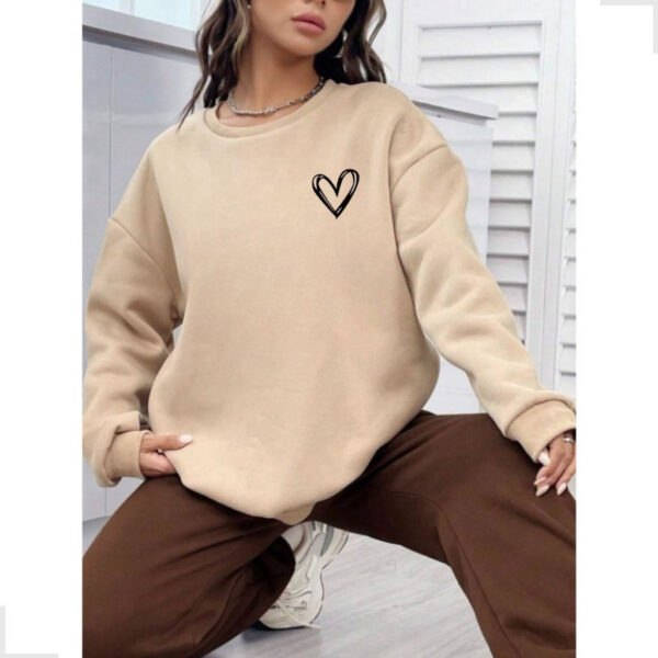 Moletom Feminino Blusa de Frio Casaco Grosso Sem Capuz Flanelado Estampado Quentinho Lançamento