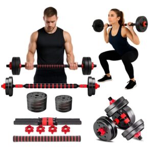 Kit De Halteres E Anilhas Ajustáveis Ajustáveis Academia 10/15/20kg Preto