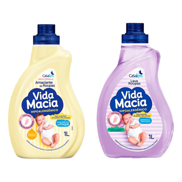 Kit Vida Macia: Lava Roupas + Amaciante Bebê - Rende Muito